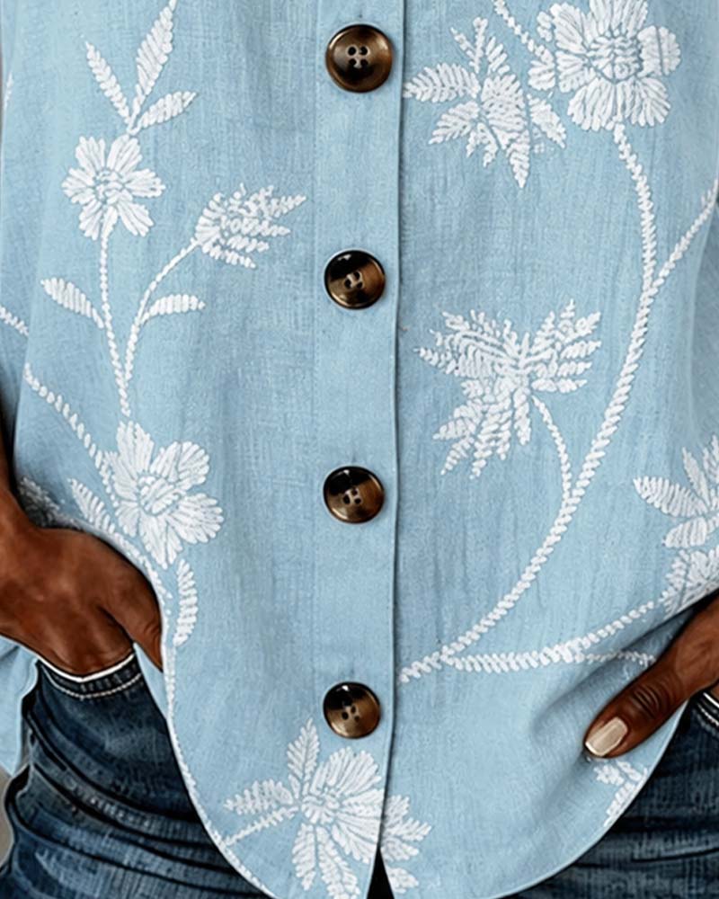 Tank Top Bloemen Camisole Metalen Ring