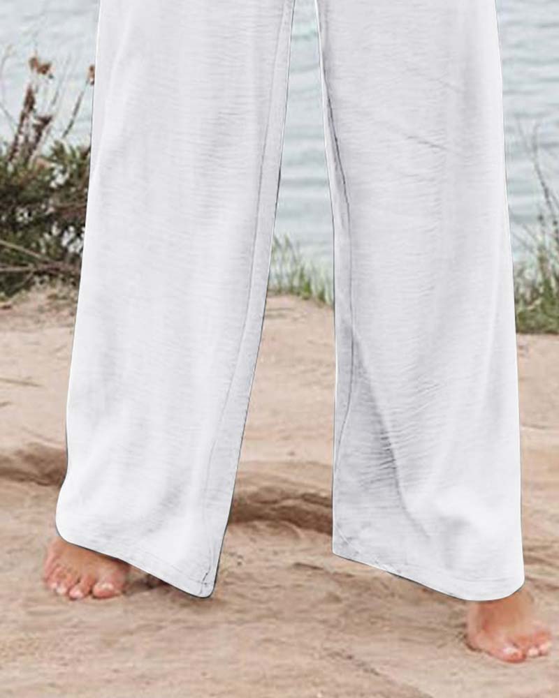 Broek Knoop Elastische Taille Wijd