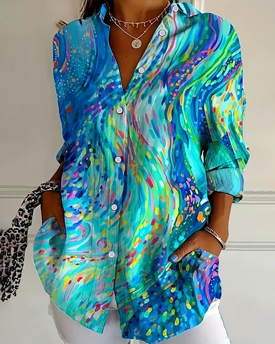 Shirt Verloop Knoop Dicht Gedrukt