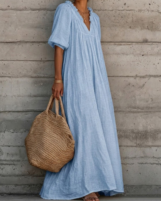 Jurk Puur Wit Ballon Mouw Volle Rok Maxi