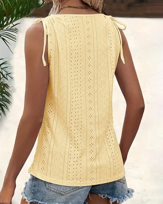 Tanktop Strikband Hol Mouwloos