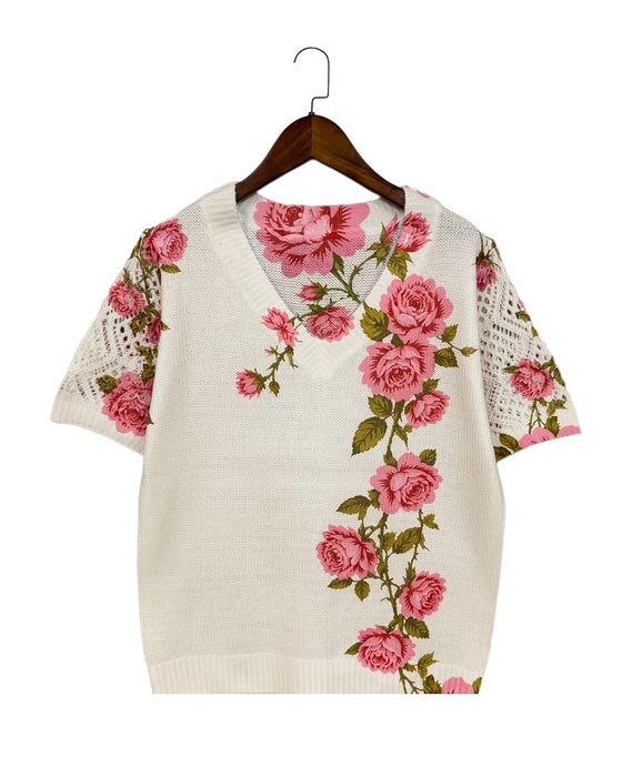 Pullover Geprint Uitgesneden V-hals