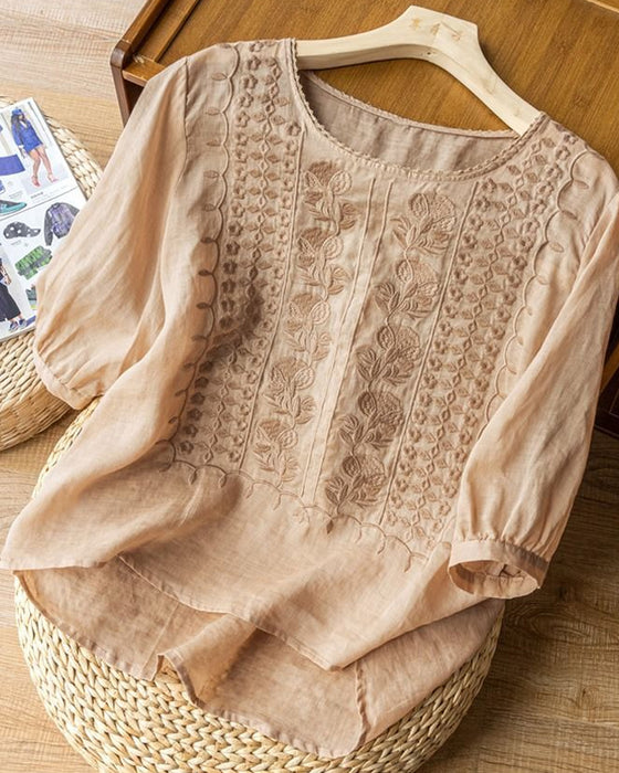 T-Shirt Retro Ademend Ronde Hals