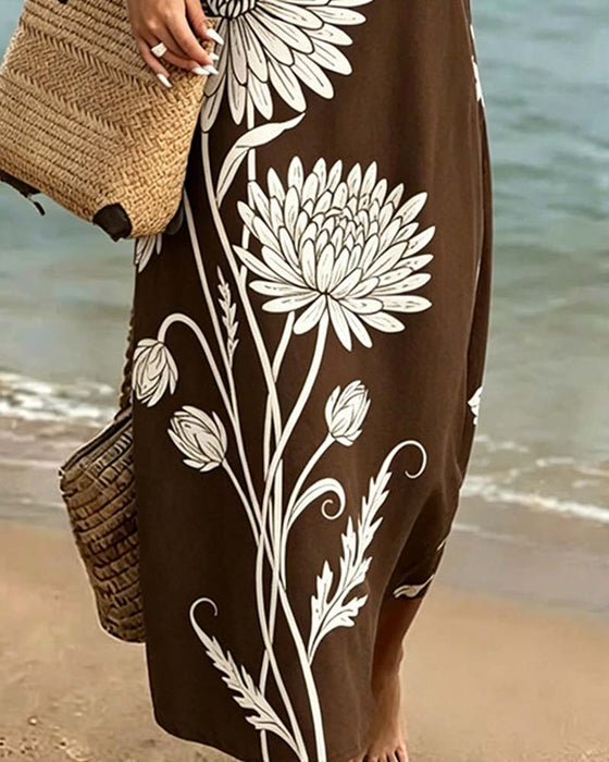 Jurk Mouwloos Bloemen Print