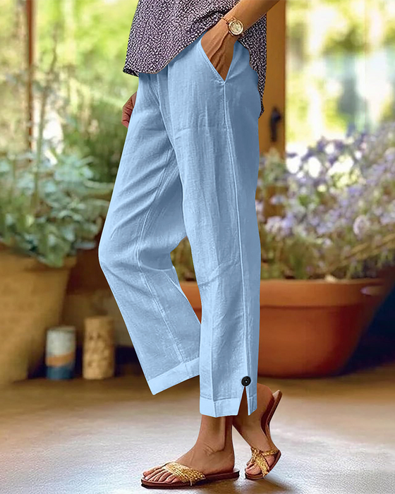 Broek Effen Rechte Pijp Casual