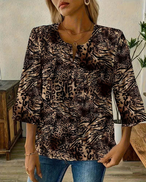 Blouse Luipaard V‑Hals