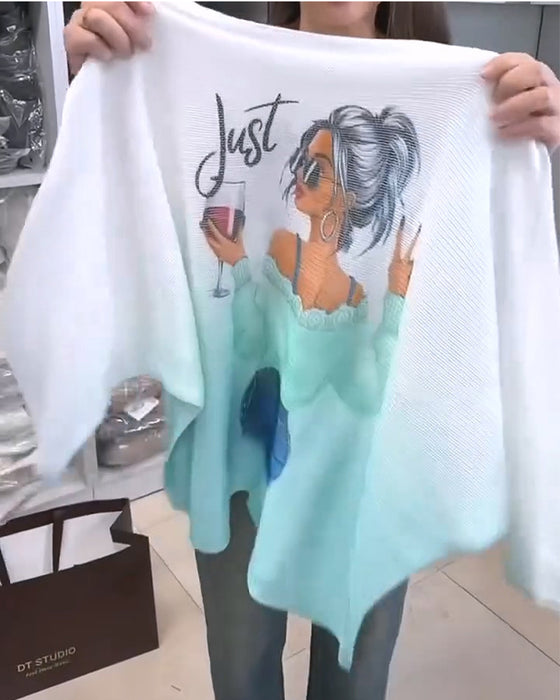 Trui Gradient Afdruk Vleermuismouw