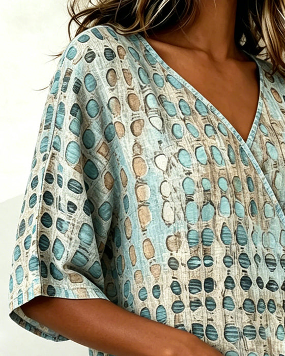 Blouse Casual Stippenpatroon Vetersluiting
