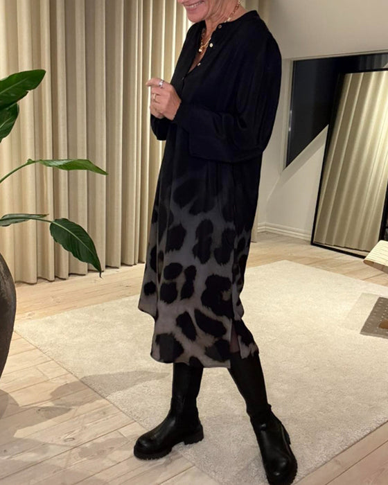 Jurk Lange Mouw Los Bedrukt