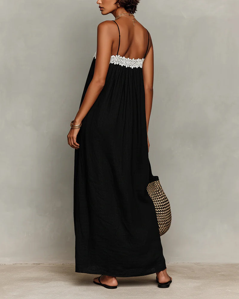 Jurk Contrastkleur Recht Maxi