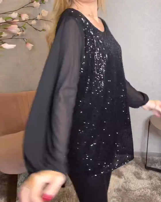 Shirt Ronde Hals Lange Mouw Pailletten