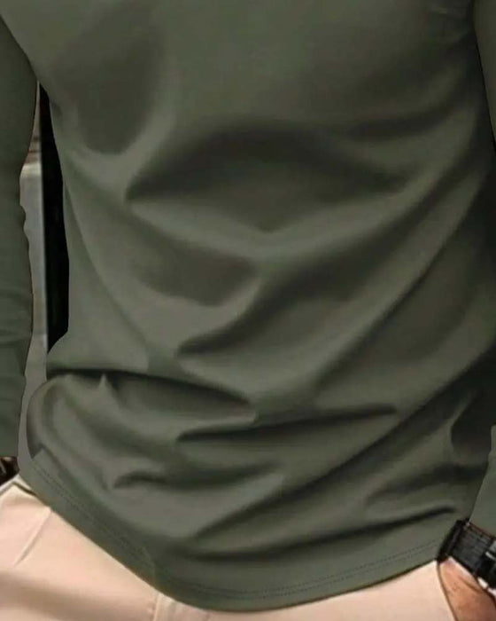 T-Shirt V-Hals Geribbeld Effen Kleur Heren