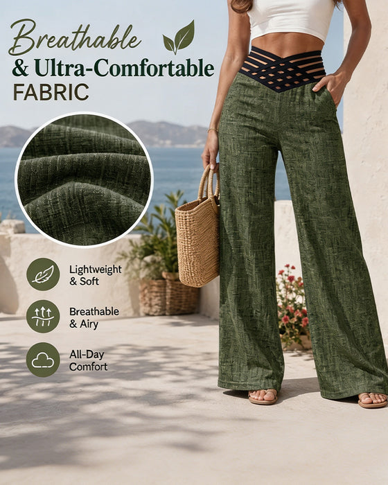 Broek Hoge Taille Casual Trendy Wijdbeen