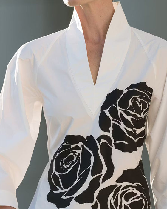 Blouse V-Hals Bloemen Print
