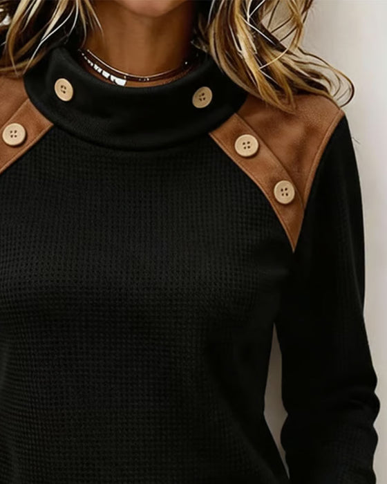 Sweatshirt Schouderknoop Samengevoegd Mockneck