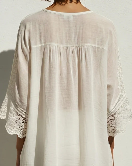 Effen Kant-V-Halsblouse