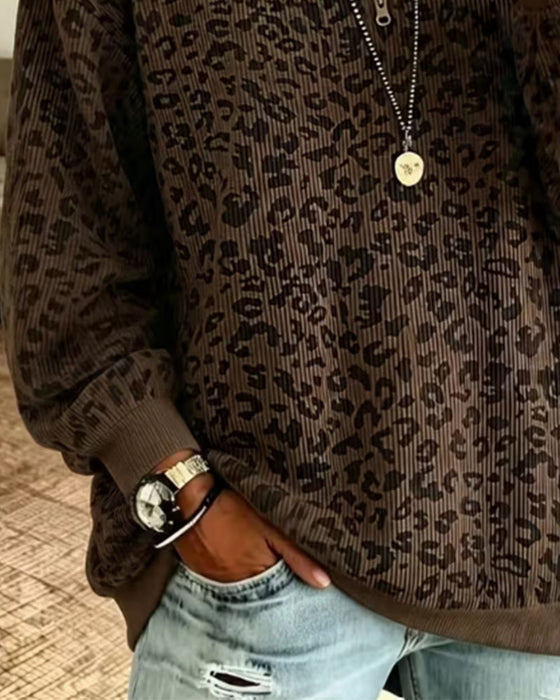 Sweatshirt Half Rits Luipaard Pullover