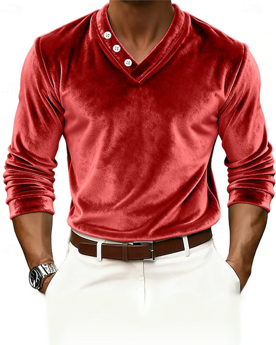 Heren Top Met Comfortabele Passform, Fluwelen Stof En Lange Mouwen