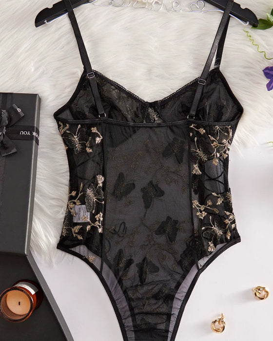 Eenstuk Lingerie Kant Bedrukte Spaghettibandjes