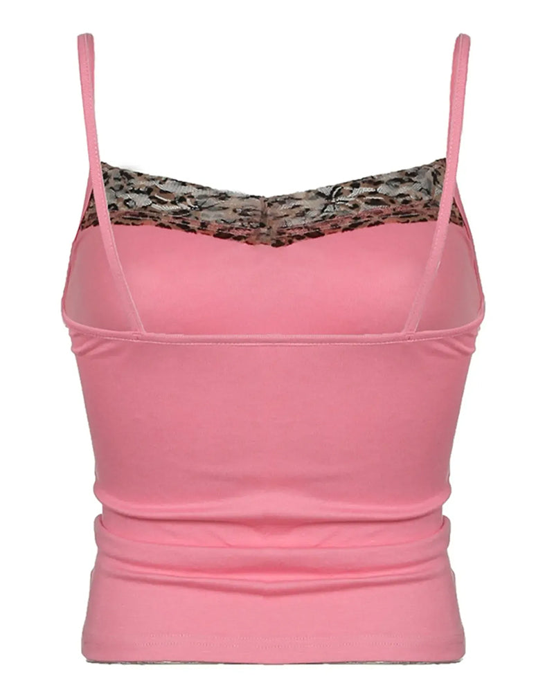 Cami Top Pittig Meisje Luipaardprint Patchwork