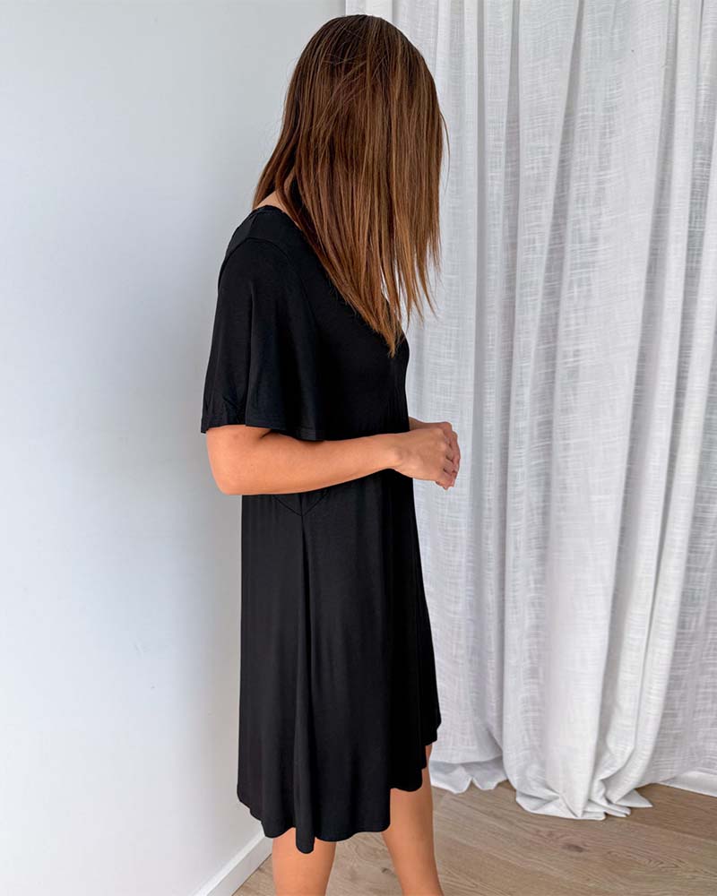 Jurk Kant Stiksel V-Hals