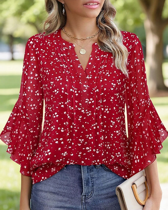 Blouse Met Polkadotprint En Ruches