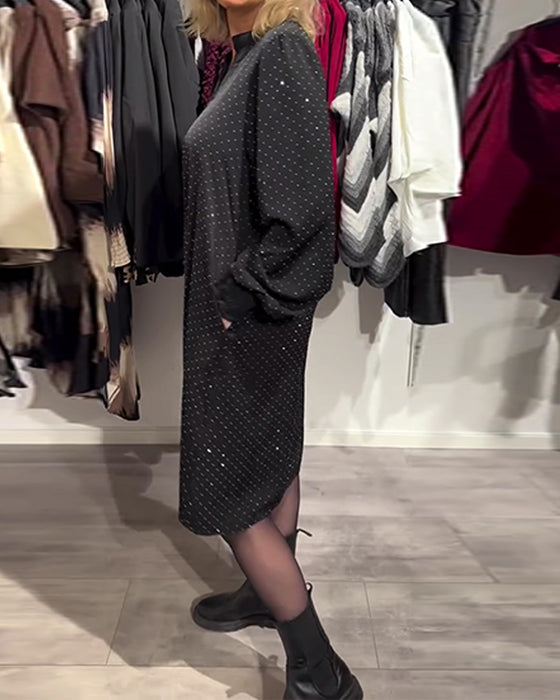 Jurk Lantaarn Mouw Diamant Print