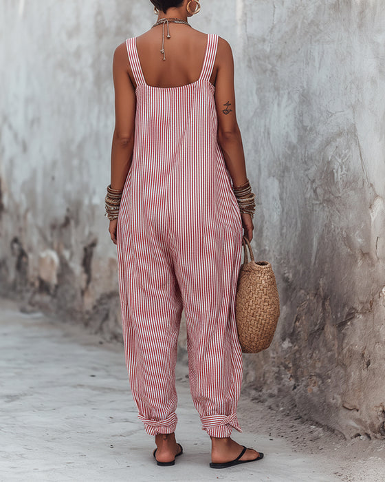 Jumpsuit Brede Band Gestreepte Overalls