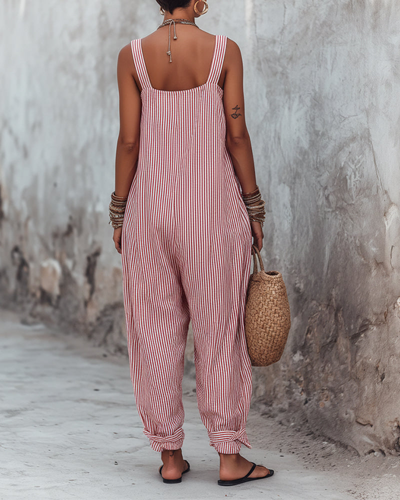 Jumpsuit Brede Band Gestreepte Overalls