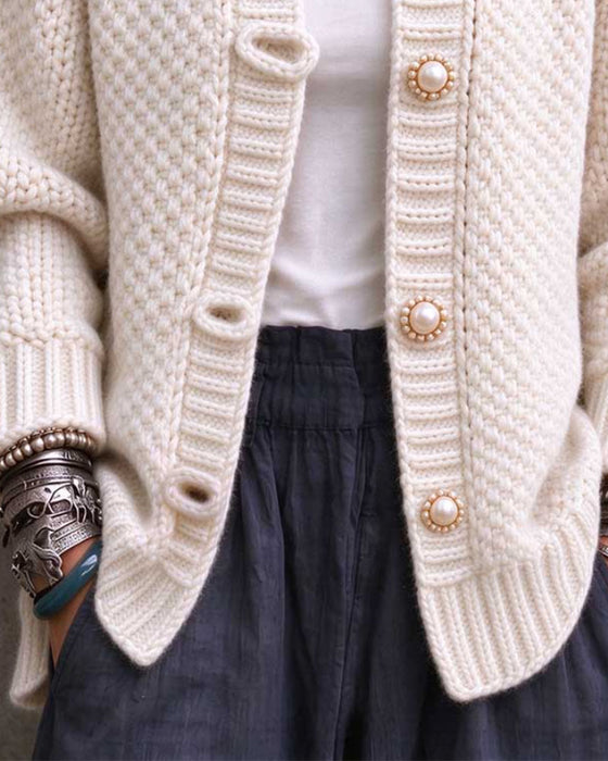 Cardigan Parel Knoop Grof Gebreid