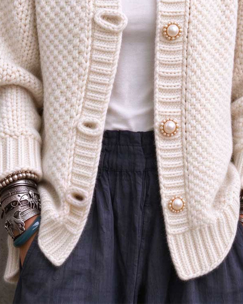 Cardigan Parel Knoop Grof Gebreid