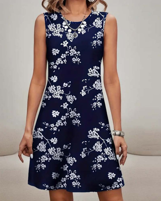 Jurk Mouwloos Slank Print