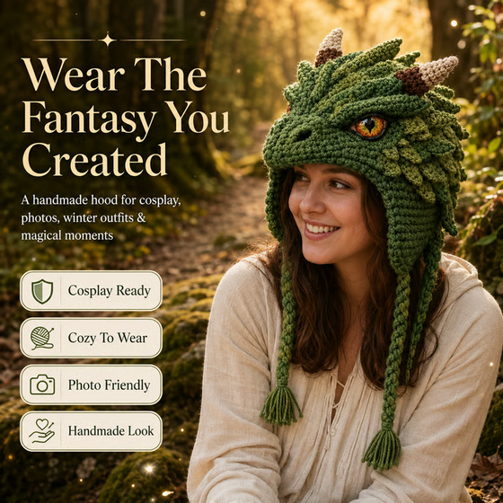 🐉✨ DIY haakset: Fantasy capuchonhoed 🧶🎭✨