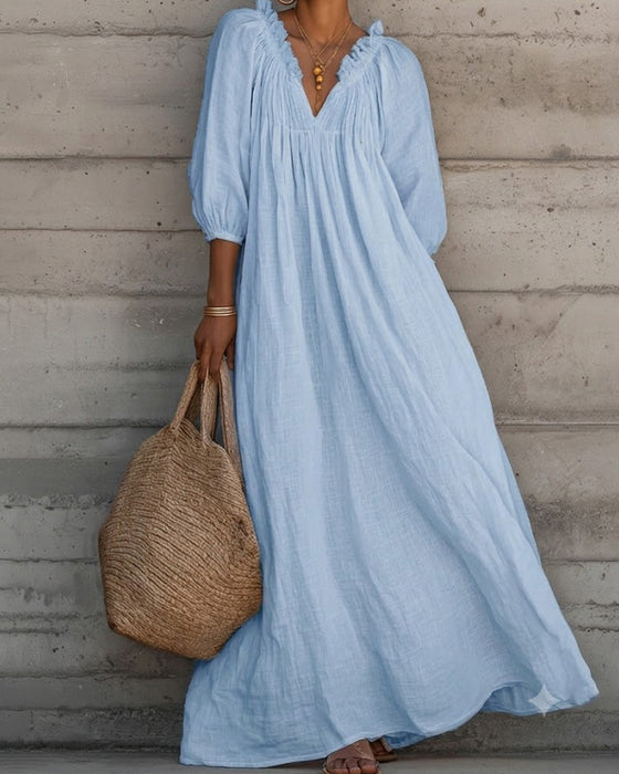 Jurk Puur Wit Ballon Mouw Volle Rok Maxi