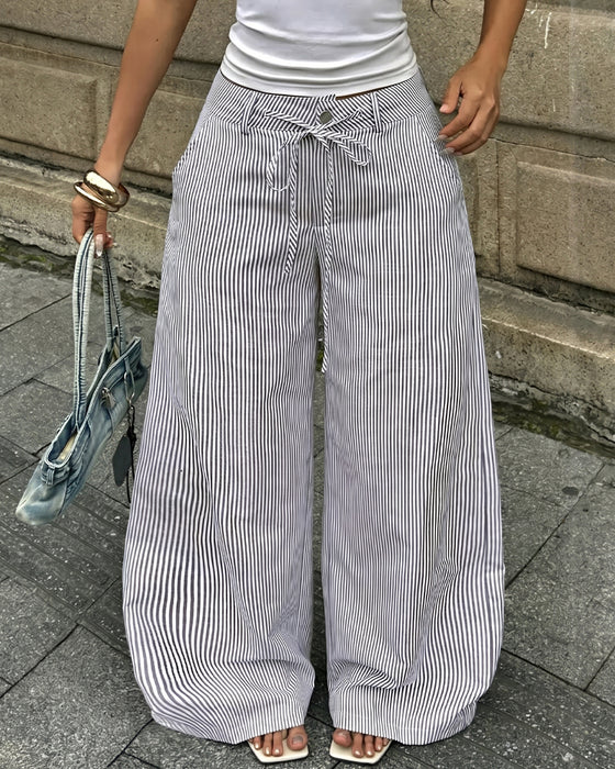 Broek Casual Gestreept Wijde Pijp