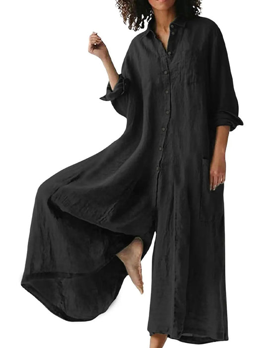 Jumpsuit Knoopsgat Los Gedrapeerd Casual