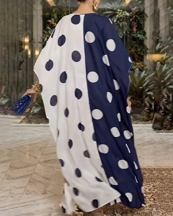Jurk V-Hals Grote Polka Dot Casual