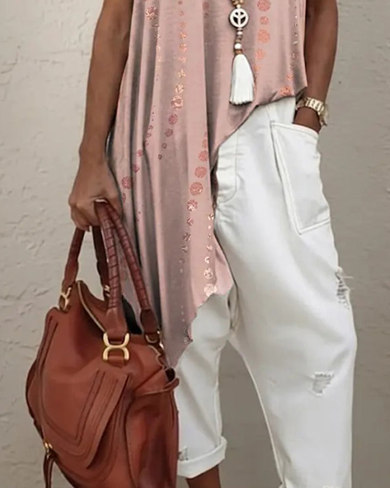 Casual Gestippelde Onregelmatige Blouse