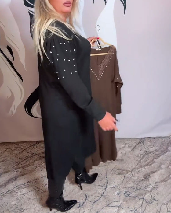 Jurk Kant V-Hals Modieus