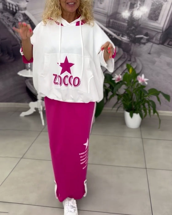 Set Met Capuchon Trekkoord Bedrukte Rok