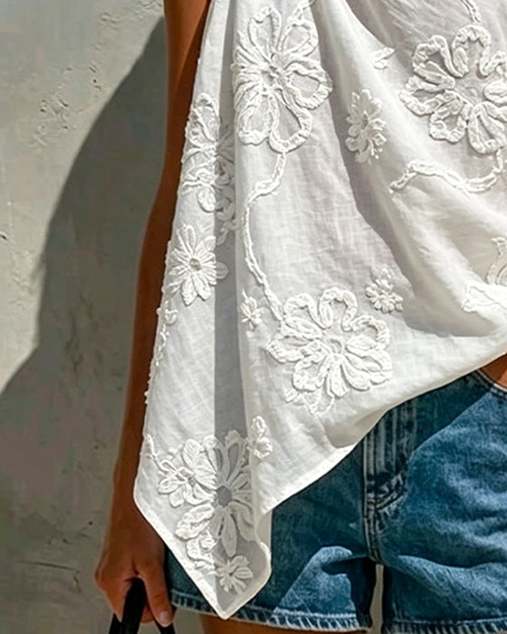 Blouse Driedimensionaal Bloem Enkel Schouder