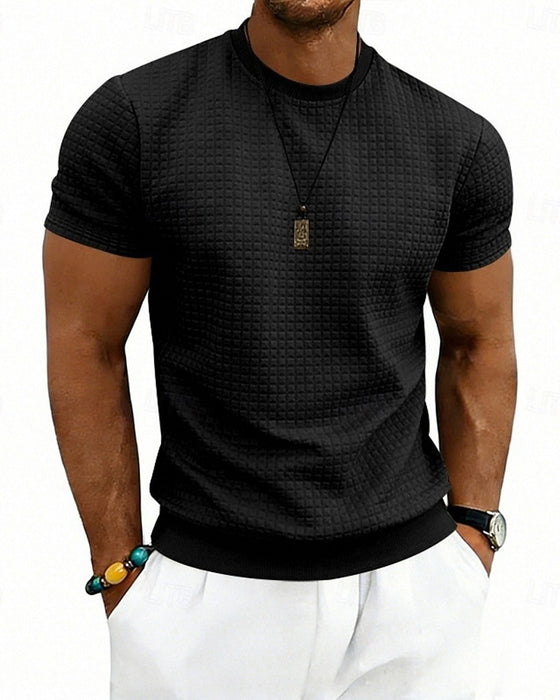 T-Shirt Geribbeld Rondhals Korte Mouw
