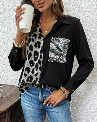 Shirt Met Luipaardprint En Contrasterende Strass