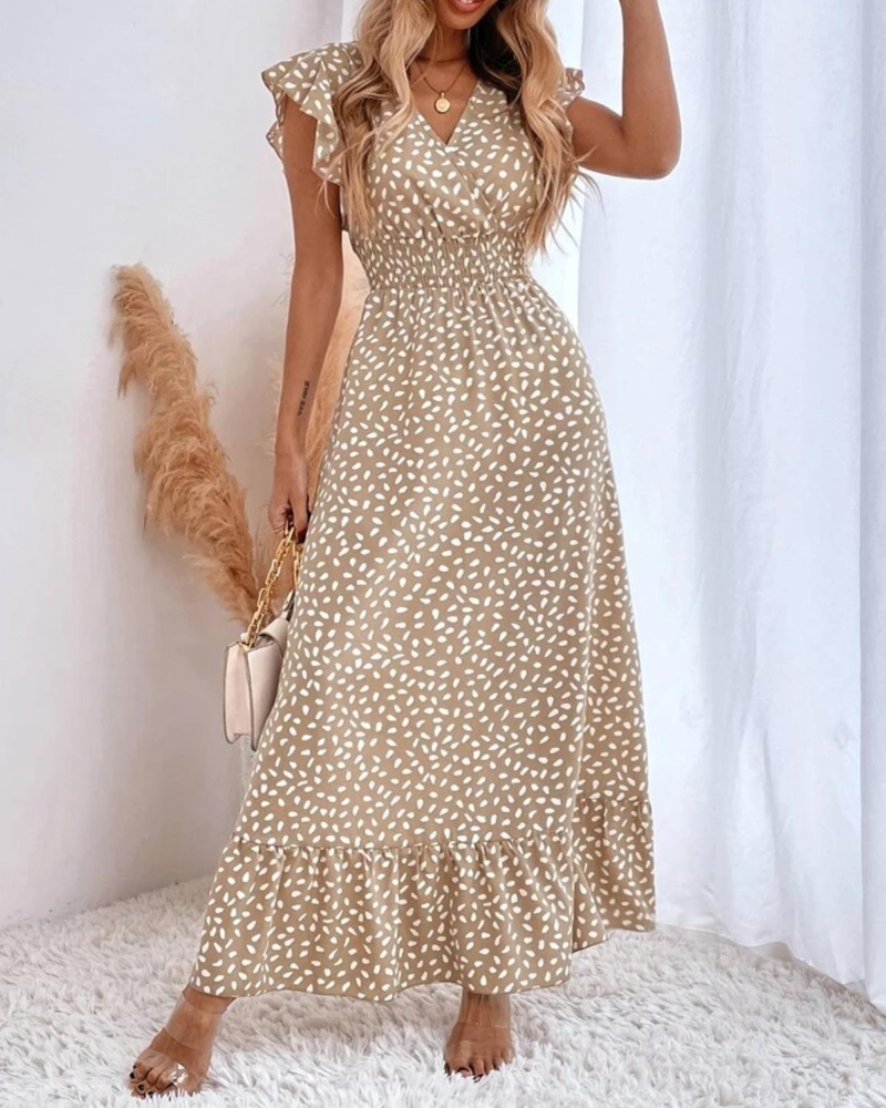 Jurk Stippenpatroon V-Hals Maxi