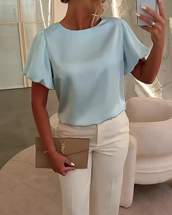 Blouses Satin Korte Mouw Drapeau