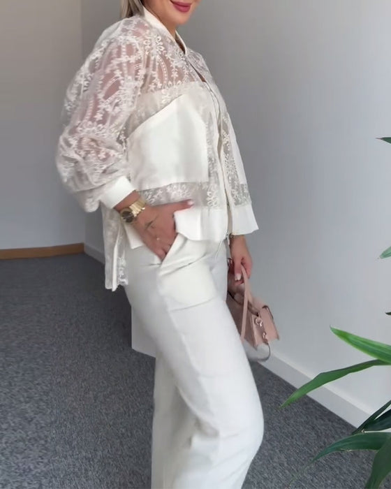 Jas Gehaakt Kant Effen Kleur