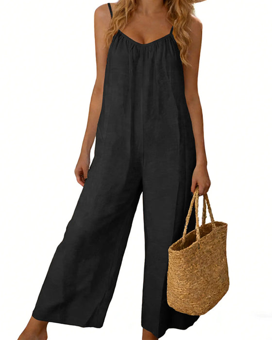 Jumpsuit Dunne Bandjes Effen Kleur