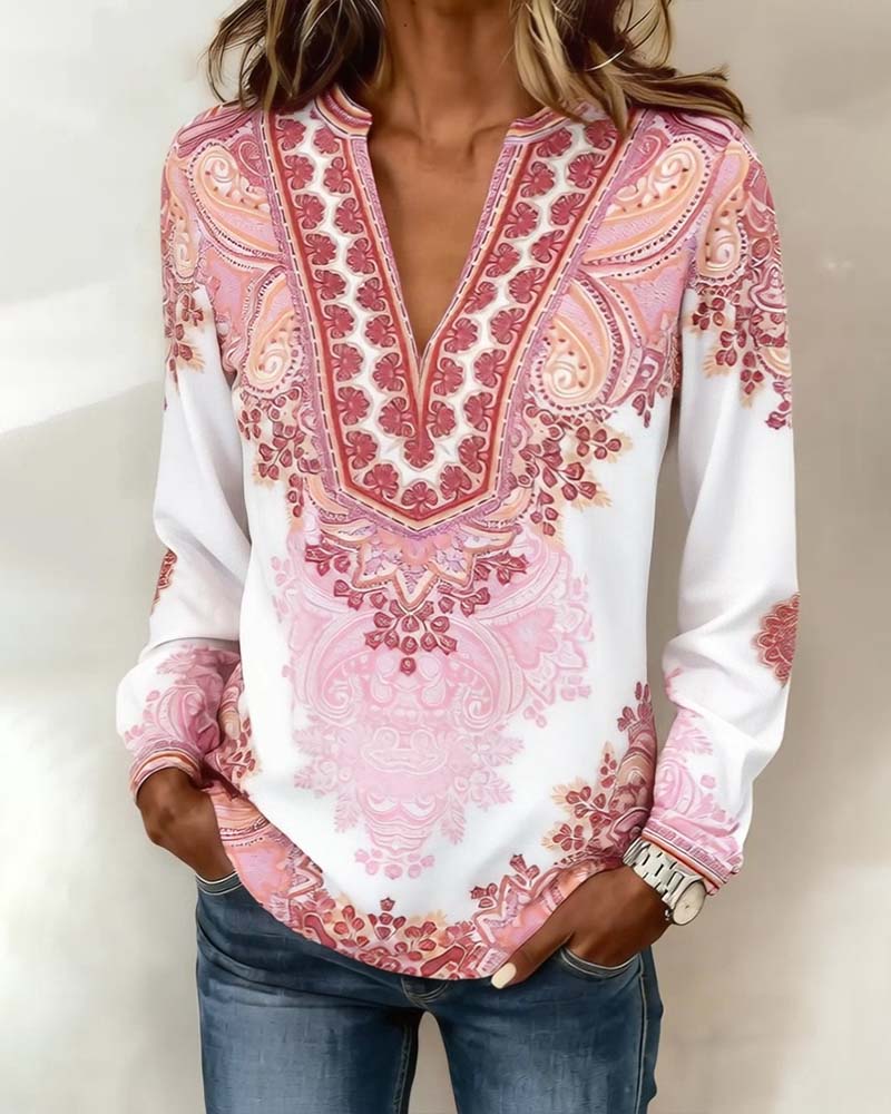 Top V-Hals Bohemian Los