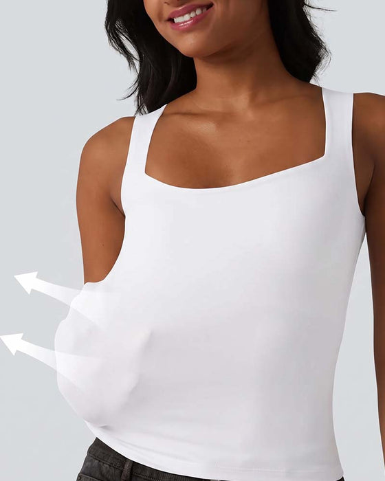 Tank Top Effen Kleur Vierkante Hals Ingebouwde Bh