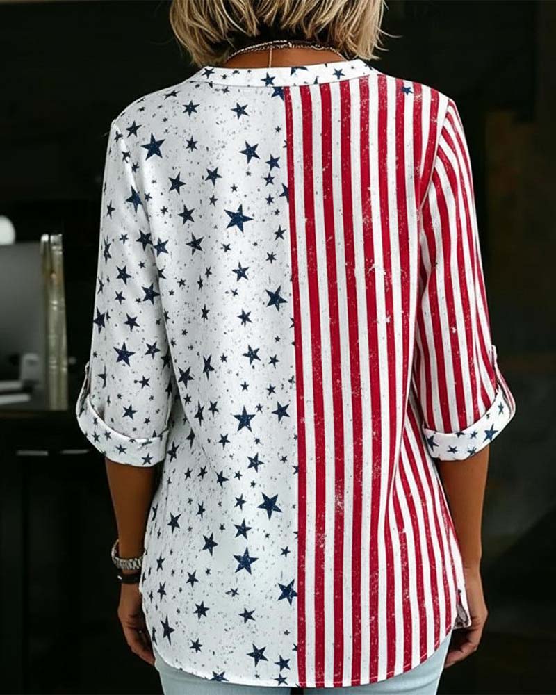 Blouse V-hals Driekwartmouwen